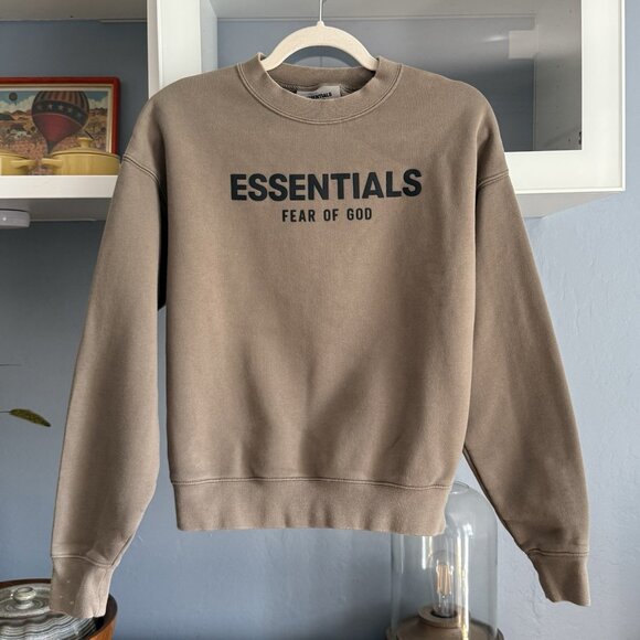 Fear of God Essentials Kids Size 10/L Pullover Crewneck Taupe